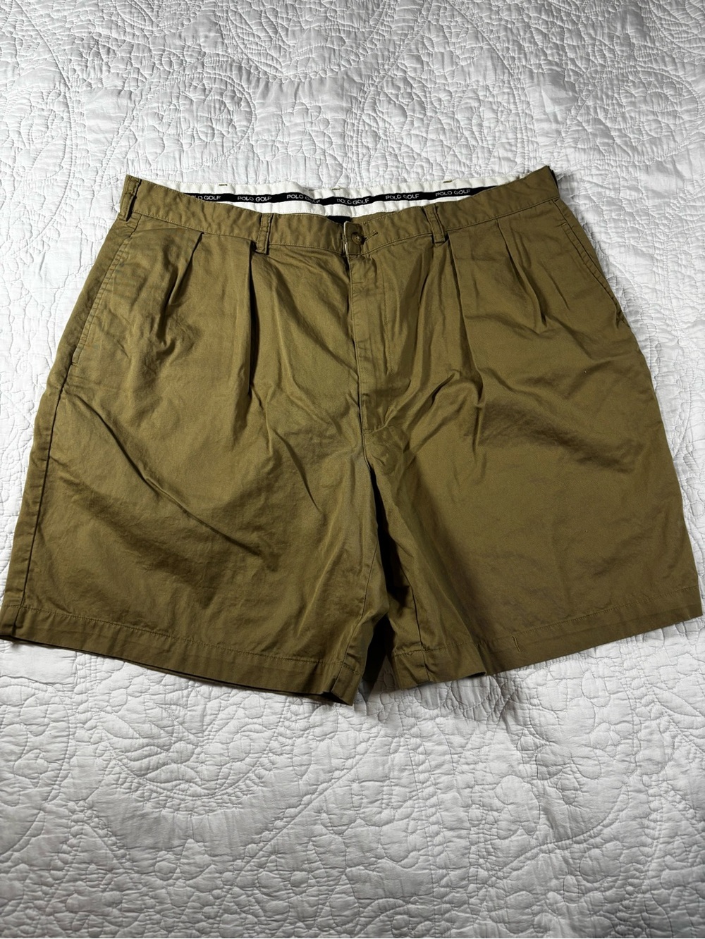 Polo Golf Classic Dark Khaki Pleated Athletic Shorts for Men